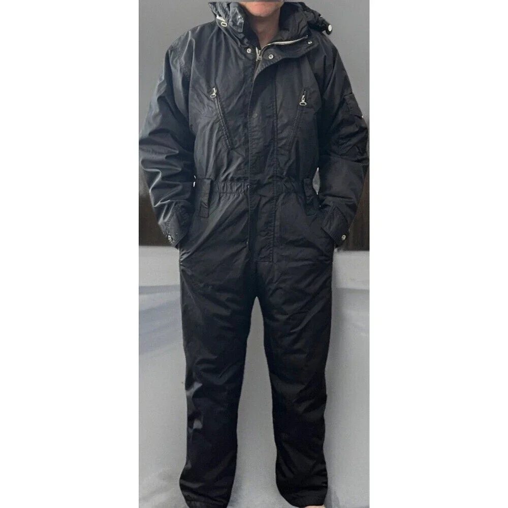 Postcard Men's US 38 One Piece Ski Snow Suit Italy - Black